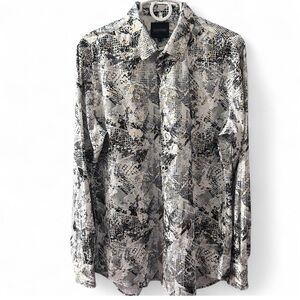 MONTERO Abstract Black & White Shirt Button Up Long Sleeves Western Shirt L,NWOT